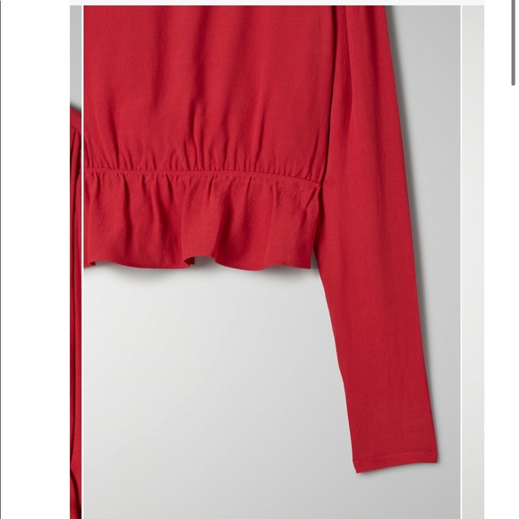 Aritzia Sunday Best Tie Front Blouse Blossom red S - Picture 3 of 10